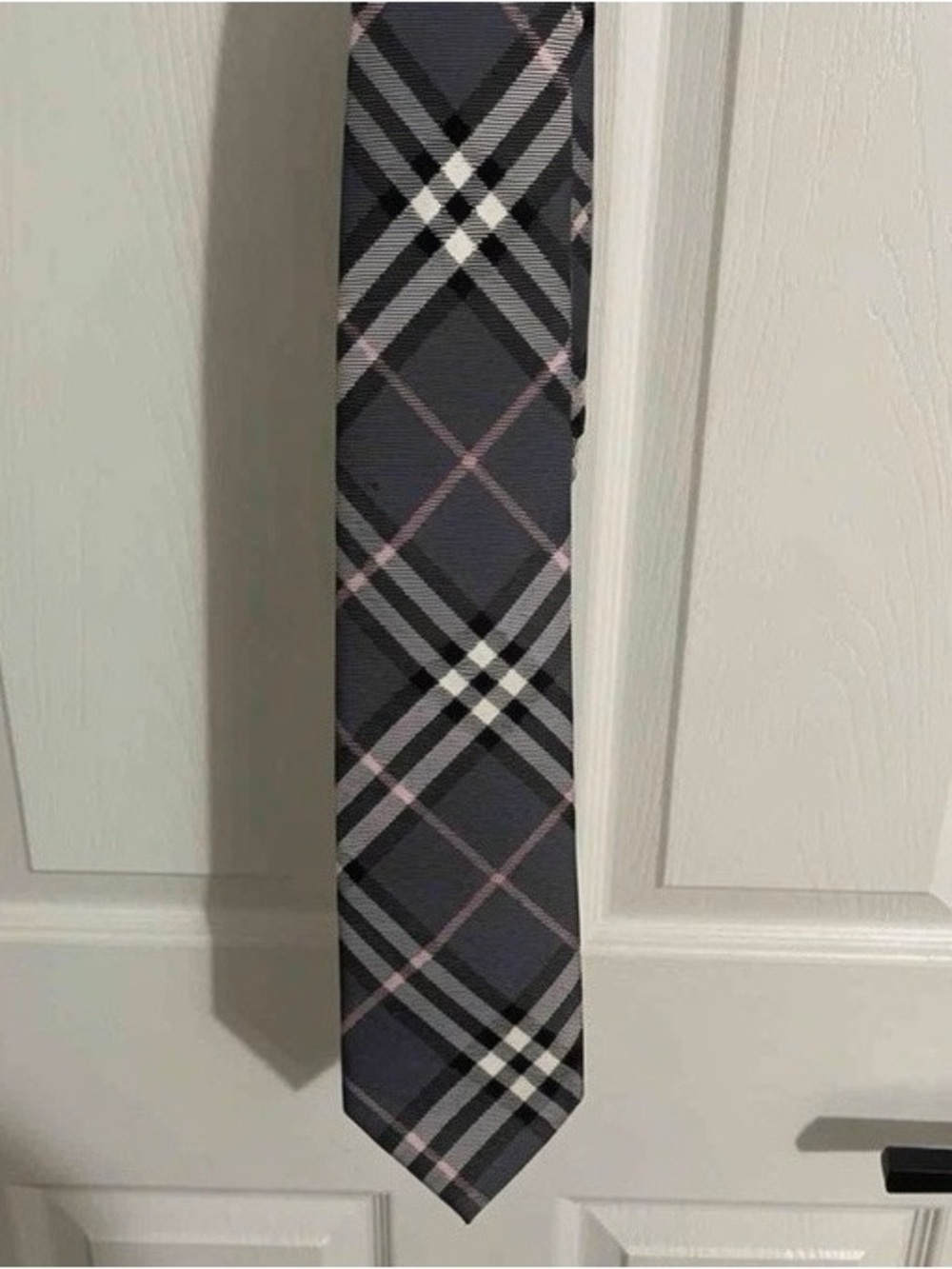 Burberry Black Label Men's Tie - Gray with Pink Accent